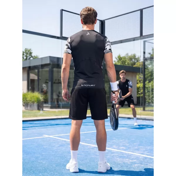  Pánské funkční kompresní tričko s krátkým rukávem premium ALTISPORT VOJ/ALM038TR04 ČERNOBÍLÁ 