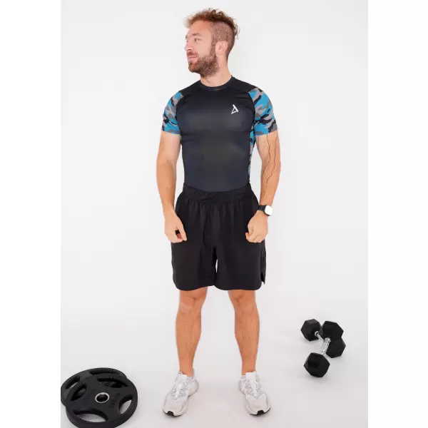  Pánské funkční kompresní tričko s krátkým rukávem premium ALTISPORT VOJ/ALM038TR04 PETROLEJOVÁ/ČERNÁ 