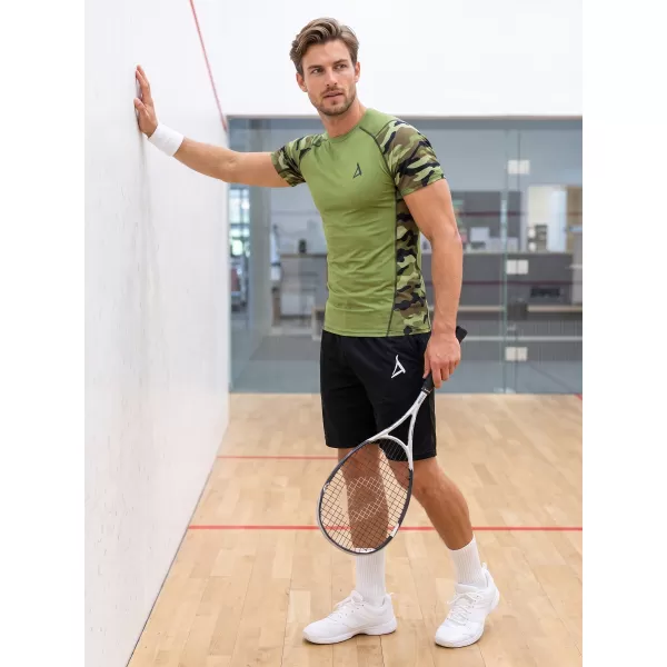  Pánské funkční kompresní tričko s krátkým rukávem premium ALTISPORT VOJ/ALM038TR04 ZELENÁ/KHAKI 