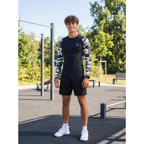  Pánské funkční kompresní tričko premium ALTISPORT VOJ/ALM038TR03 ČERNOBÍLÁ 