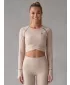 Dámský funkční crop top s dlouhým rukávem premium ALTISPORT VOJ/ALW000TR04 HNĚDÁ