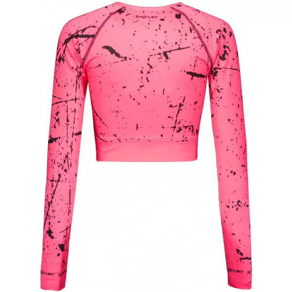  Dámský funkční crop top s dlouhým rukávem premium ALTISPORT VOJ/ALW034TR04 FLUO PINK 