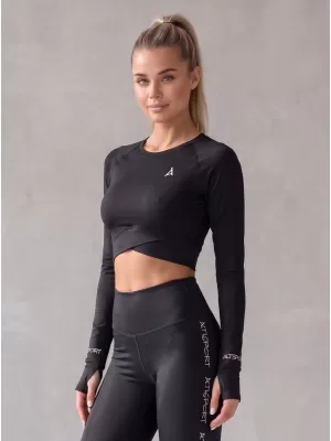 Dámský funkční crop top s dlouhým rukávem premium ALTISPORT VOJ/ALW000TR04 ČERNÁ