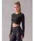 Dámský funkční crop top s dlouhým rukávem premium ALTISPORT VOJ/ALW000TR04 ČERNÁ
