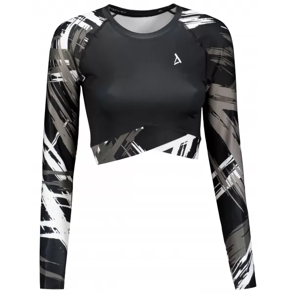  Dámský funkční crop top s dlouhým rukávem premium ALTISPORT VOJ/ALW039TR04 ČERNÁ/BÍLÁ 