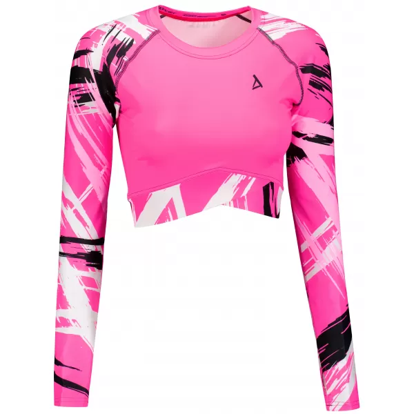  Dámský funkční crop top s dlouhým rukávem premium ALTISPORT VOJ/ALW039TR04 FLUO PINK 