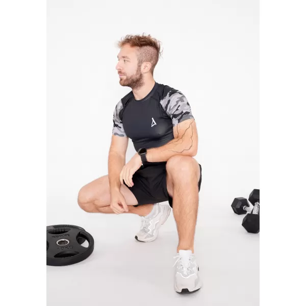  Pánské funkční kompresní tričko s krátkým rukávem premium ALTISPORT VOJ/ALM038TR04 ŠEDÁ 