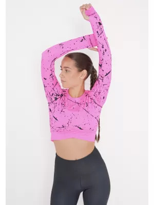 Dámský funkční crop top s dlouhým rukávem premium ALTISPORT VOJ/ALW034TR04 FLUO PINK