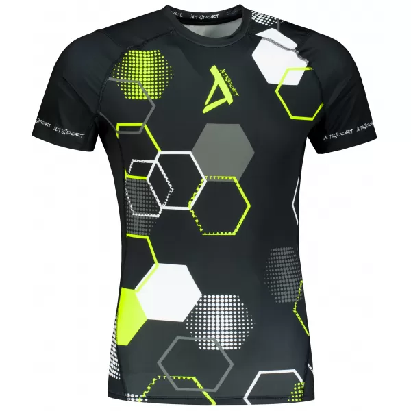  Pánské funkční kompresní tričko s krátkým rukávem premium ALTISPORT VOJ/ALM037TR04 ČERNOŽLUTÁ 