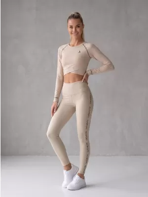 Dámský funkční crop top s dlouhým rukávem premium ALTISPORT VOJ/ALW000TR04 HNĚDÁ