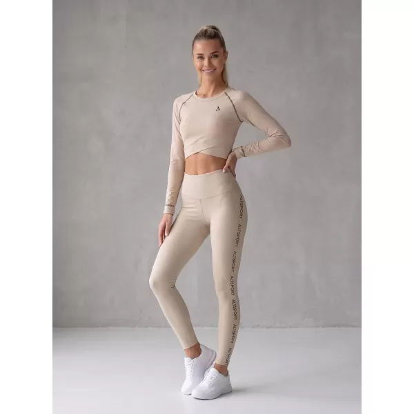  Dámský funkční crop top s dlouhým rukávem premium ALTISPORT VOJ/ALW000TR04 HNĚDÁ 