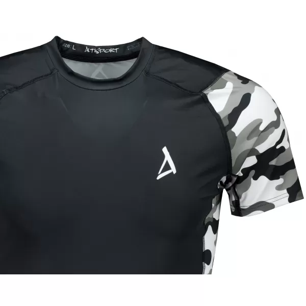  Pánské funkční kompresní tričko s krátkým rukávem premium ALTISPORT VOJ/ALM038TR04 ČERNOBÍLÁ 