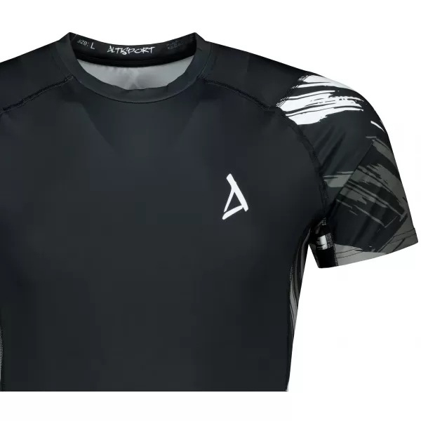  Pánské funkční kompresní tričko s krátkým rukávem premium ALTISPORT VOJ/ALM039TR04 ČERNOBÍLÁ 