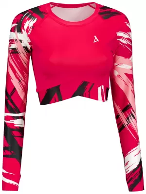 Dámský funkční crop top s dlouhým rukávem premium ALTISPORT VOJ/ALW039TR04 VIVA MAGENTA