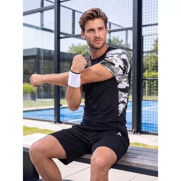  Pánské funkční kompresní tričko s krátkým rukávem premium ALTISPORT VOJ/ALM038TR04 ČERNOBÍLÁ 