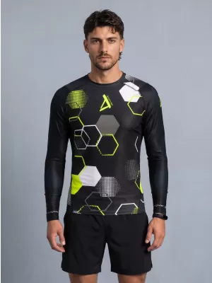 Pánské funkční kompresní tričko premium ALTISPORT VOJ/ALM037TR03 ČERNOŽLUTÁ