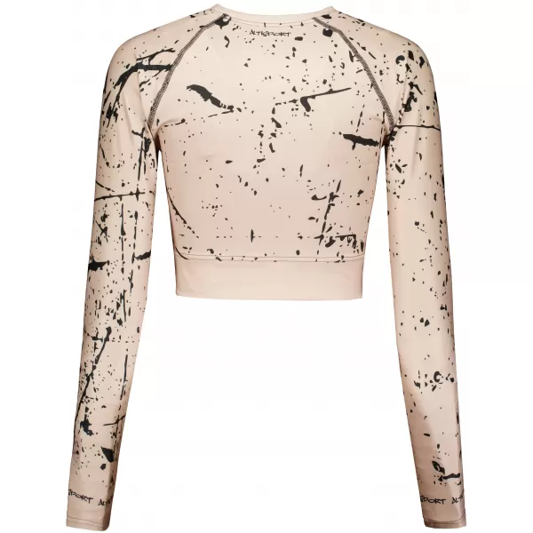  Dámský funkční crop top s dlouhým rukávem premium ALTISPORT VOJ/ALW034TR04 HNĚDÁ 