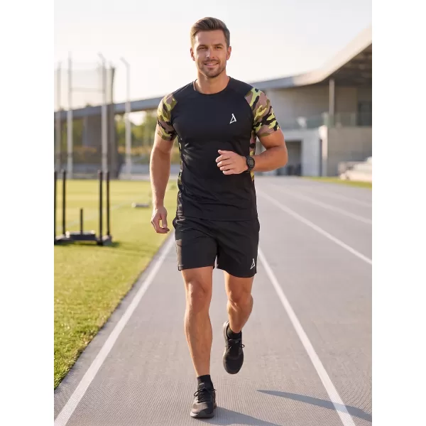  Pánské funkční kompresní tričko s krátkým rukávem premium ALTISPORT VOJ/ALM038TR04 ČERNOZELENÁ 