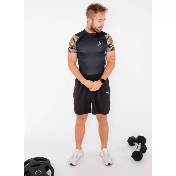  Pánské funkční kompresní tričko s krátkým rukávem premium ALTISPORT VOJ/ALM038TR04 ČERNOZELENÁ 
