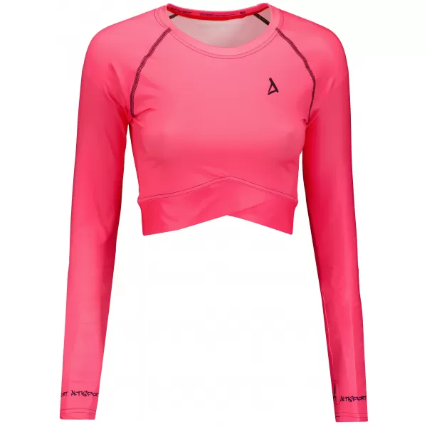  Dámský funkční crop top s dlouhým rukávem premium ALTISPORT VOJ/ALW000TR04 FLUO PINK 