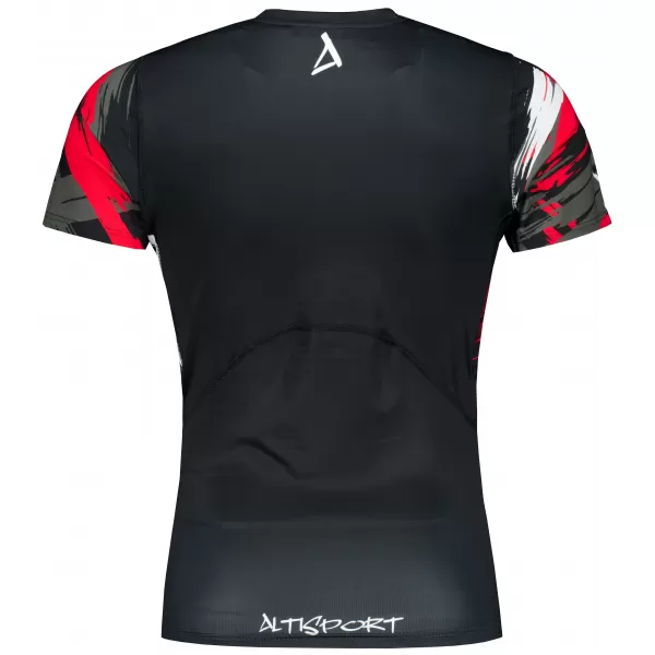 Pánské funkční kompresní tričko s krátkým rukávem premium ALTISPORT VOJ/ALM039TR04 ČERNOČERVENÁ 