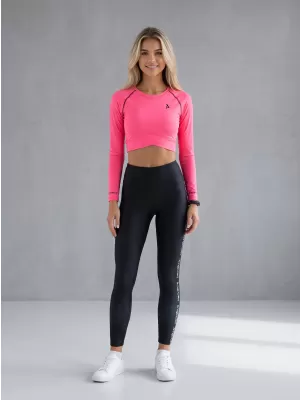Dámský funkční crop top s dlouhým rukávem premium ALTISPORT VOJ/ALW000TR04 FLUO PINK