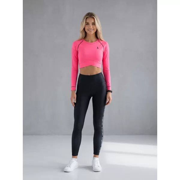  Dámský funkční crop top s dlouhým rukávem premium ALTISPORT VOJ/ALW000TR04 FLUO PINK 