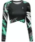 Dámský funkční crop top s dlouhým rukávem premium ALTISPORT VOJ/ALW039TR04 ČERNÁ/TYRKYSOVÁ