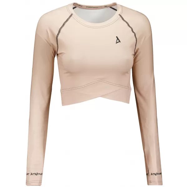  Dámský funkční crop top s dlouhým rukávem premium ALTISPORT VOJ/ALW000TR04 HNĚDÁ 