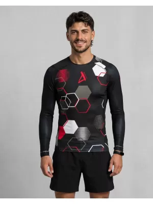 Pánské funkční kompresní tričko premium ALTISPORT VOJ/ALM037TR03 ČERNOČERVENÁ