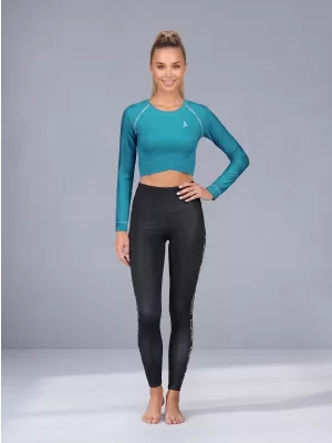 Dámský funkční crop top s dlouhým rukávem premium ALTISPORT VOJ/ALW000TR04 PETROLEJOVÁ