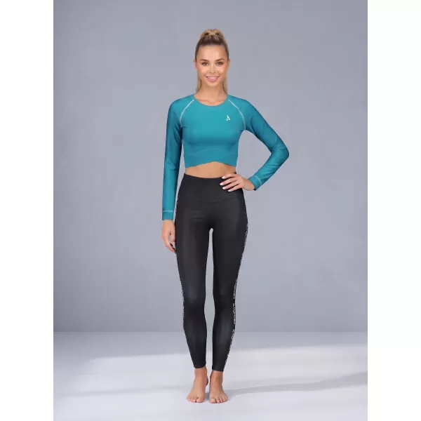  Dámský funkční crop top s dlouhým rukávem premium ALTISPORT VOJ/ALW000TR04 PETROLEJOVÁ 