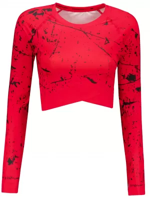 Dámský funkční crop top s dlouhým rukávem premium ALTISPORT VOJ/ALW034TR04 ČERVENÁ