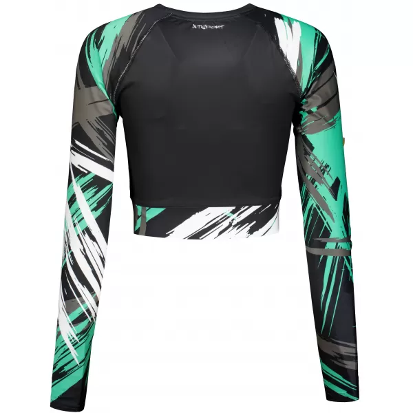  Dámský funkční crop top s dlouhým rukávem premium ALTISPORT VOJ/ALW039TR04 ČERNÁ/TYRKYSOVÁ 
