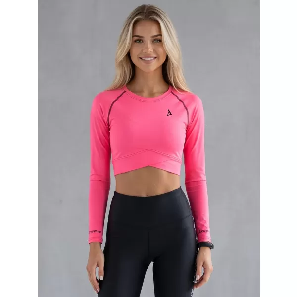  Dámský funkční crop top s dlouhým rukávem premium ALTISPORT VOJ/ALW000TR04 FLUO PINK 