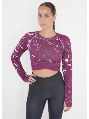 Dámský funkční crop top s dlouhým rukávem premium ALTISPORT VOJ/ALW034TR04 FUCHSIOVÁ