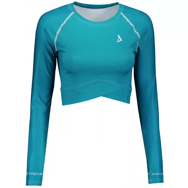  Dámský funkční crop top s dlouhým rukávem premium ALTISPORT VOJ/ALW000TR04 PETROLEJOVÁ 