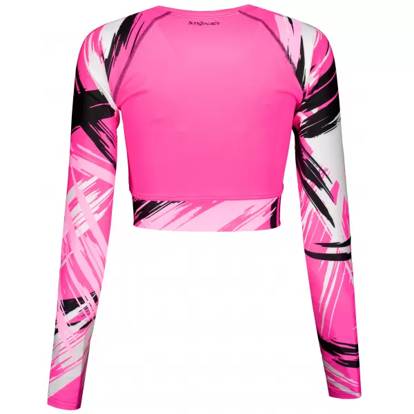  Dámský funkční crop top s dlouhým rukávem premium ALTISPORT VOJ/ALW039TR04 FLUO PINK 