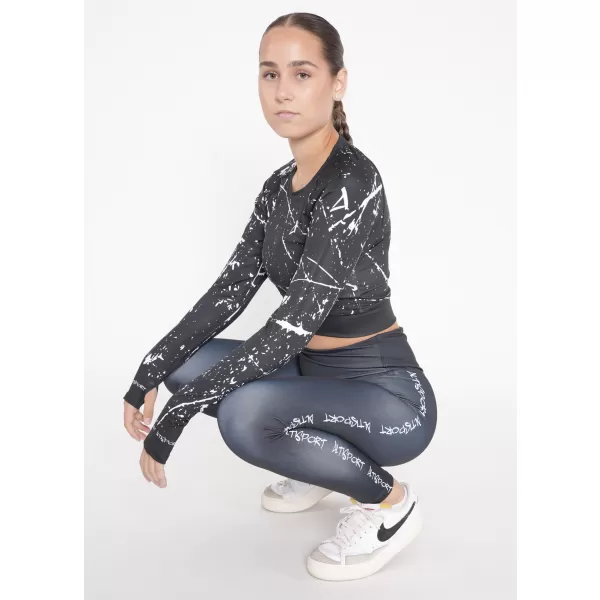  Dámský funkční crop top s dlouhým rukávem premium ALTISPORT VOJ/ALW034TR04 ČERNÁ 