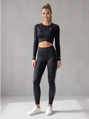 Dámský funkční crop top s dlouhým rukávem premium ALTISPORT VOJ/ALW000TR04 ČERNÁ