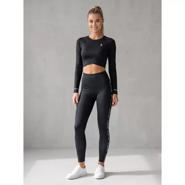  Dámský funkční crop top s dlouhým rukávem premium ALTISPORT VOJ/ALW000TR04 ČERNÁ 