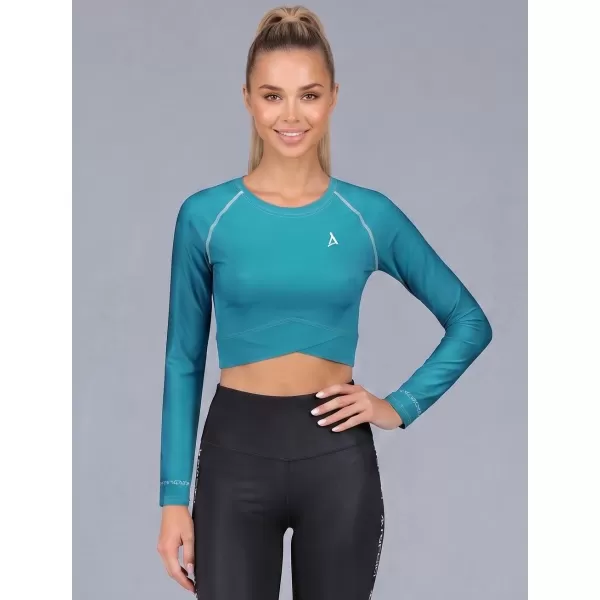  Dámský funkční crop top s dlouhým rukávem premium ALTISPORT VOJ/ALW000TR04 PETROLEJOVÁ 
