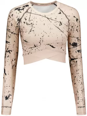 Dámský funkční crop top s dlouhým rukávem premium ALTISPORT VOJ/ALW034TR04 HNĚDÁ