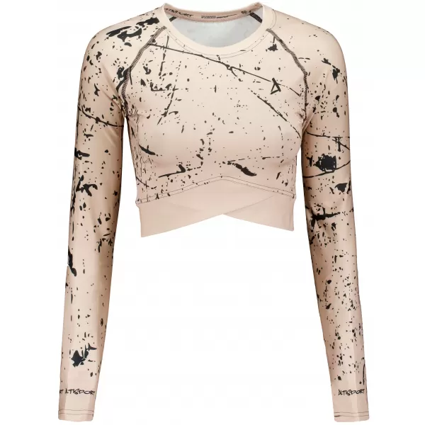  Dámský funkční crop top s dlouhým rukávem premium ALTISPORT VOJ/ALW034TR04 HNĚDÁ 