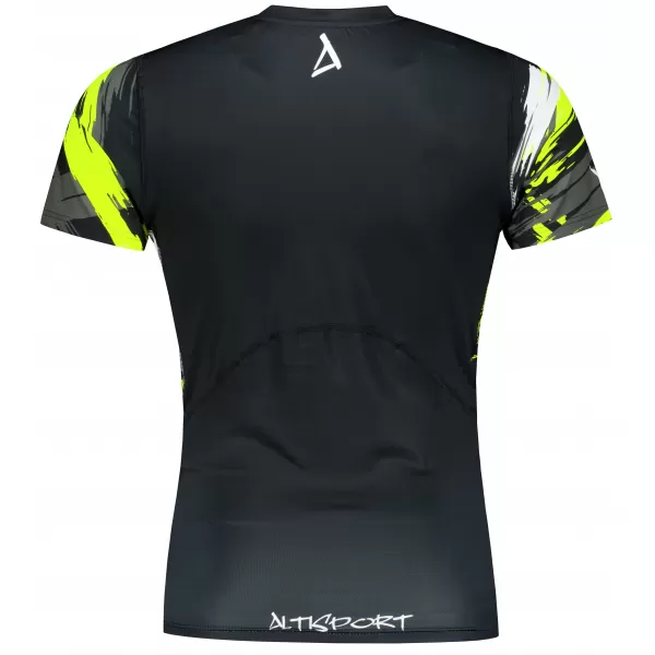  Pánské funkční kompresní tričko s krátkým rukávem premium ALTISPORT VOJ/ALM039TR04 ČERNOŽLUTÁ 