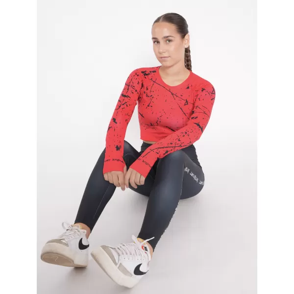  Dámský funkční crop top s dlouhým rukávem premium ALTISPORT VOJ/ALW034TR04 ČERVENÁ 