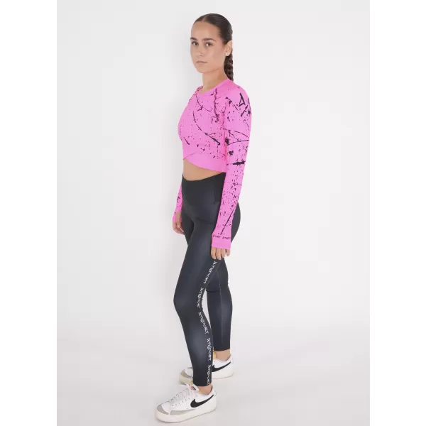  Dámský funkční crop top s dlouhým rukávem premium ALTISPORT VOJ/ALW034TR04 FLUO PINK 