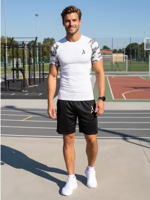 Pánské funkční kompresní tričko s krátkým rukávem premium ALTISPORT VOJ/ALM038TR04 BÍLÁ