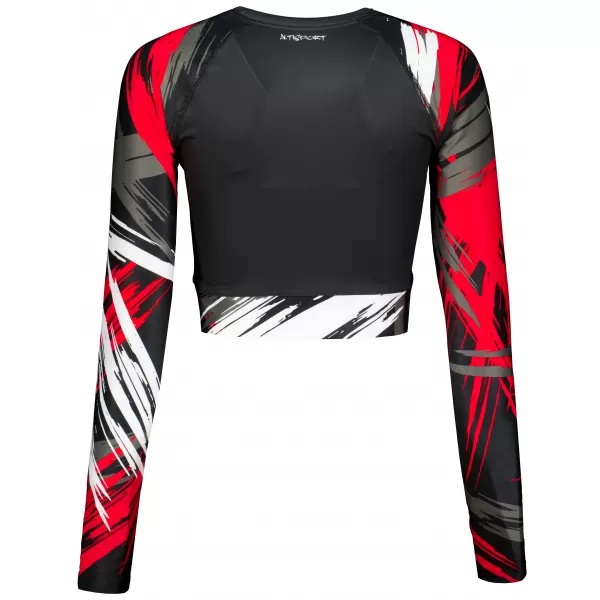  Dámský funkční crop top s dlouhým rukávem premium ALTISPORT VOJ/ALW039TR04 ČERNÁ/ČERVENÁ 