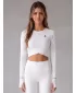 Dámský funkční crop top s dlouhým rukávem premium ALTISPORT VOJ/ALW000TR04 BÍLÁ